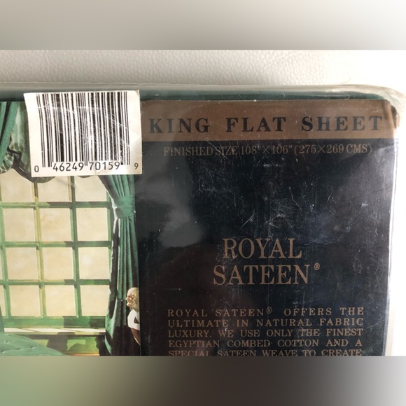 MANON Egyptian 100%Cotton King Flat Sheet Vintage Luxury Royal Sateen New in box - Picture 8 of 13